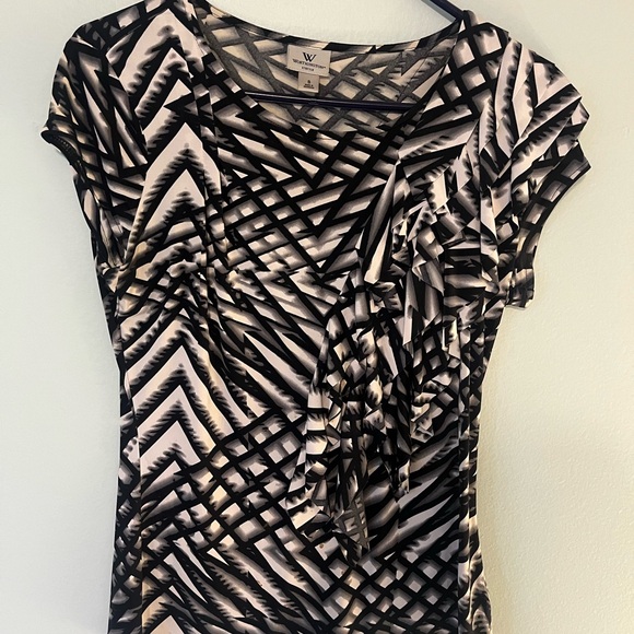 Worthington Black and White Geometric Blouse, size S - Picture 1 of 4